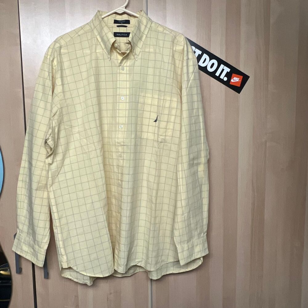 Nautica yellow squared dress shirt